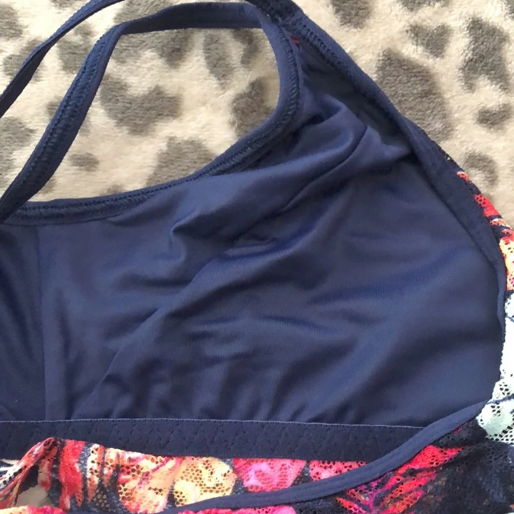 2017 PINK Victoria’s Secret Tropical Floral Lace Bralette in Blue Size Small